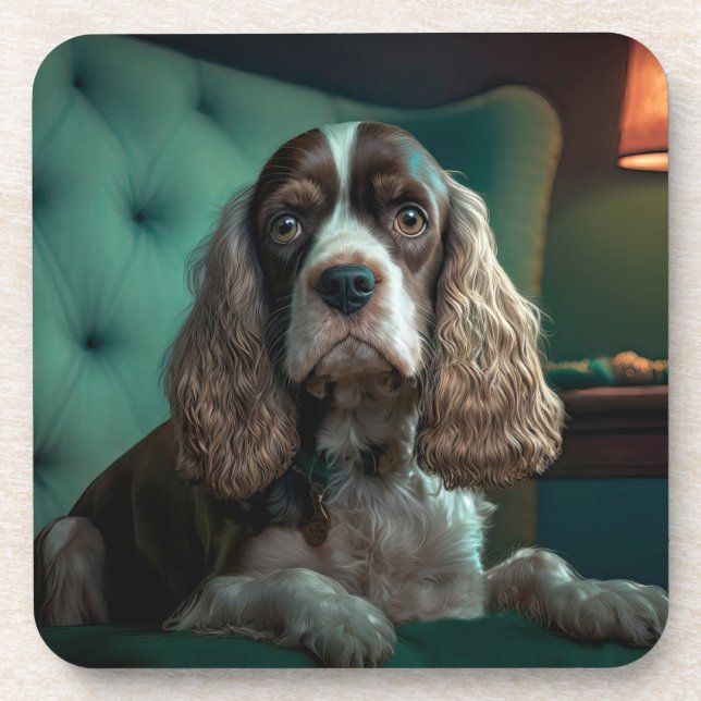 Elegant Cocker Spaniel Classic Portrait Design Coaster (Front)