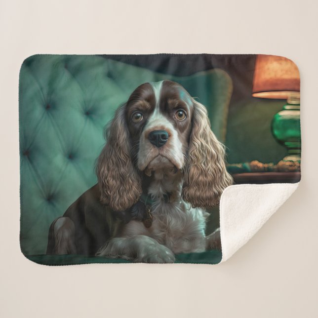 Elegant Cocker Spaniel Classic Portrait Design Sherpa Blanket (Front (Horizontal))