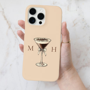 Elegant Cocktail Coquette Bow Initials Monogram iPhone 16 Pro Max Case
