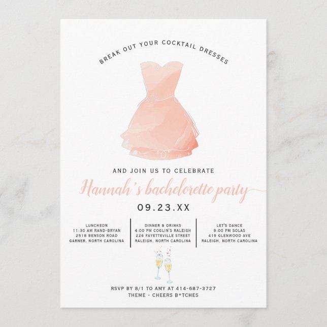 Elegant Cocktail Dress | Bachelorette Party Programme (Front)