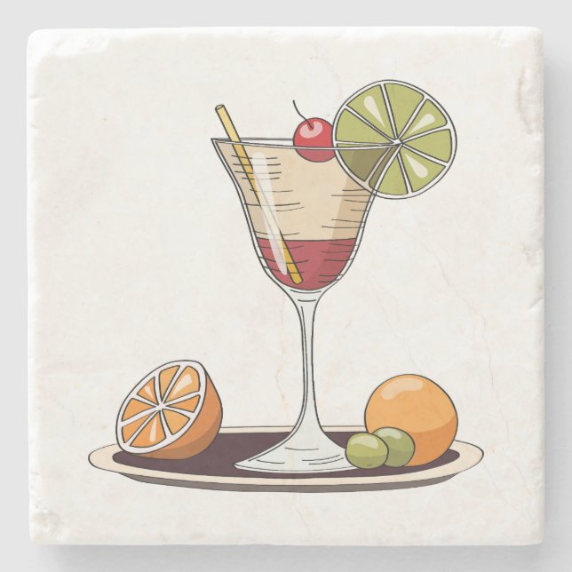 Elegant Cocktail Glass Coaster (Front)