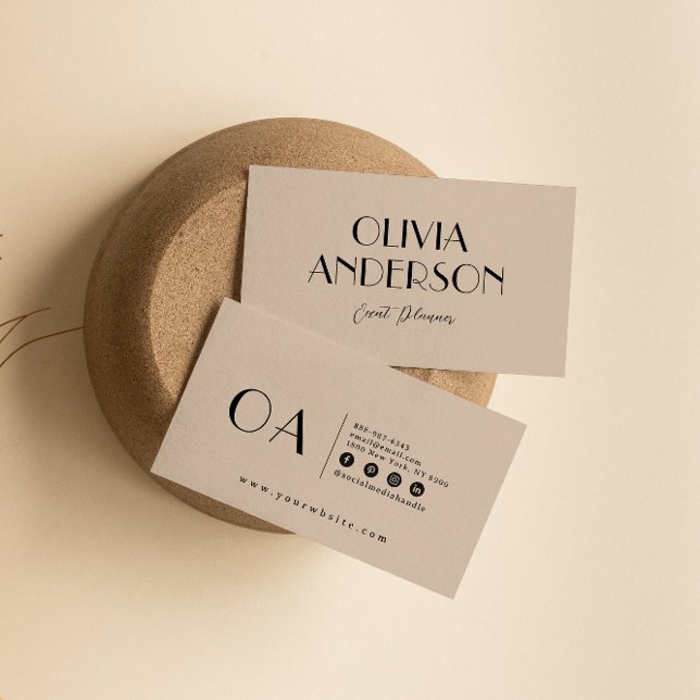 Elegant Cocoa Cream Minimalist  Boho Chic Modern Business Card (Creator Uploaded)