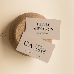 Elegant Cocoa Cream Minimalist  Boho Chic Modern Business Card