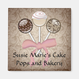 Elegant Cocoa Damask Cake Pop Magnet