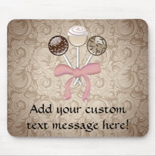 Elegant Cocoa Damask Cake Pop Mouse Mat