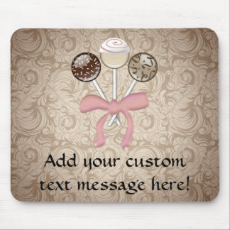 Elegant Cocoa Damask Cake Pop Mouse Mat