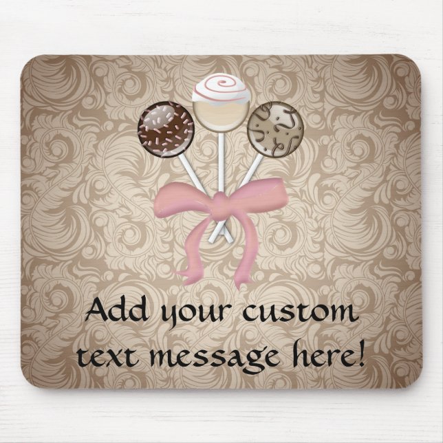 Elegant Cocoa Damask Cake Pop Mouse Mat (Front)