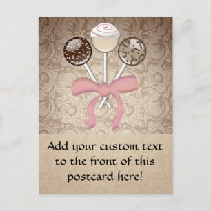Elegant Cocoa Damask Cake Pop Postcard