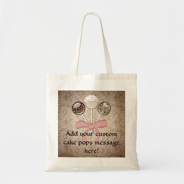 Elegant Cocoa Damask Cake Pop Tote Bag (Front)