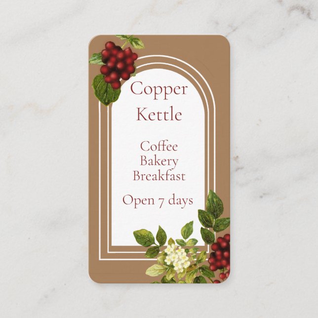 Elegant Coffee Bean Coffee Shop Business Card (Front)