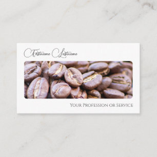 Elegant coffee beans barista calligraphy QR-Code Business Card