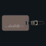 Elegant Coffee Brown Script Name Personalised Luggage Tag<br><div class="desc">Elegant Coffee Brown Script Name Personalised Luggage Tag</div>
