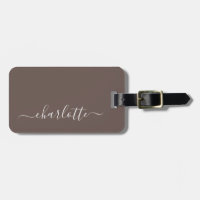 Elegant Coffee Brown Script Name Personalised