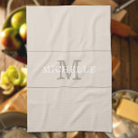 Elegant Coffee Cream Monogram Custom Name Tea Towel<br><div class="desc">Customise the text, and easily create your personalised kitchen towel. Click EDIT DESIGN to change the text colour or background colour. You can TRANSFER this DESIGN to other Zazzle products and adjust it to fit most Zazzle items. Standard Studio designs are made in high-resolution graphics for professional print. Thank you...</div>