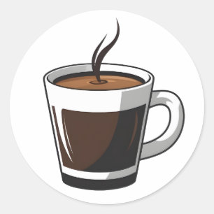 Elegant Coffee Cup Illustration Classic Round Sticker