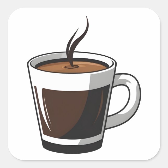 Elegant Coffee Cup Illustration Square Sticker (Front)