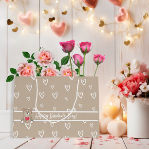 Elegant Coffee Heart Pattern with Romantic Details Large Gift Bag