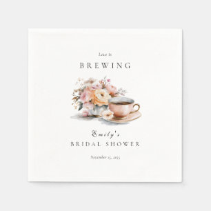 Elegant Coffee Love is Brewing Bridal Shower Napkin