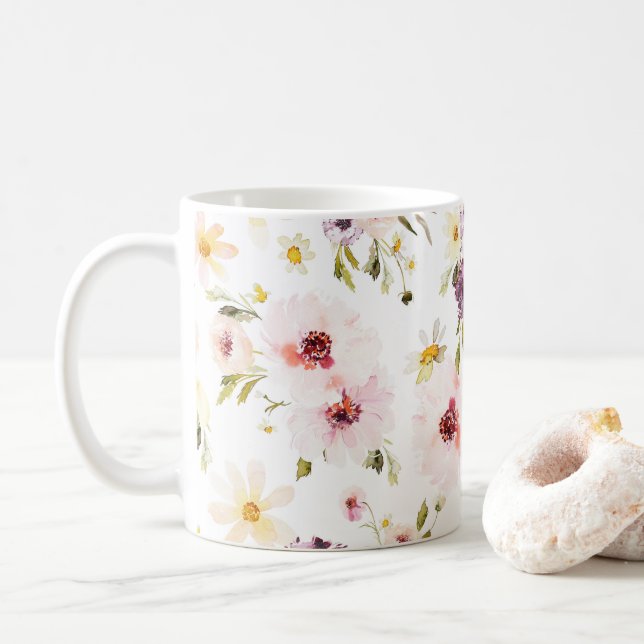 Elegant  Coffee Mug – Watercolor (With Donut)