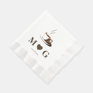 Elegant Coffee Party Wedding Coined Luncheon Napkin