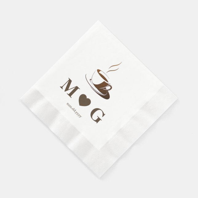 Elegant Coffee Party Wedding Coined Luncheon Napkin (Corner)