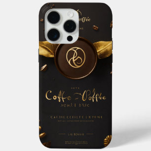 Elegant Coffee Seed Logo - Golden Accent Design iPhone 15 Pro Max Case