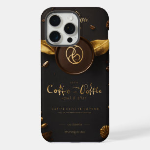 Elegant Coffee Seed Logo - Golden Accent Design iPhone 15 Pro Max Case