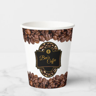 Elegant Coffee Shop Custom Business Name Paper Cups