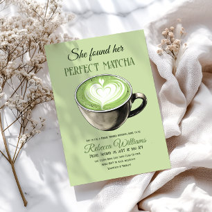 Elegant Coffee Theme Perfect Matcha Bridal Shower Invitation