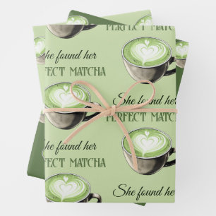 Elegant Coffee Theme Perfect Matcha Bridal Shower Wrapping Paper Sheet