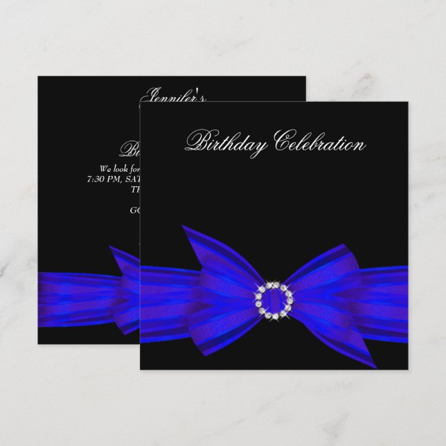 Elegant colbolt royal Blue Birthday Party Invitation (Front/Back)