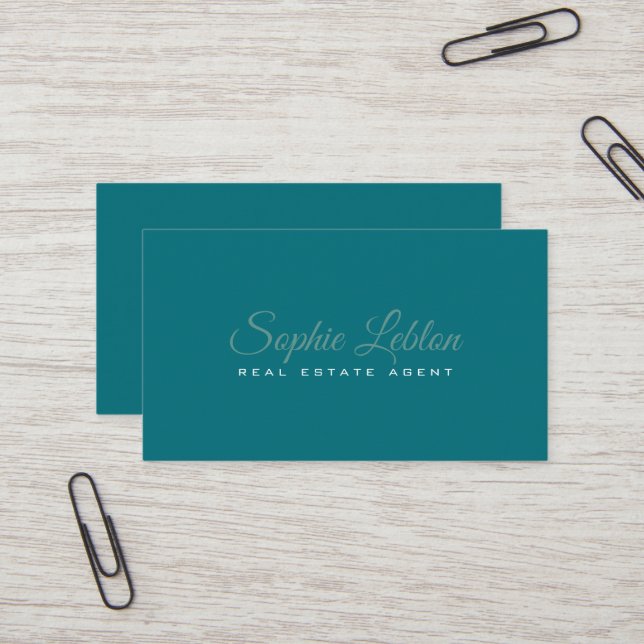 Elegant cold blue real-estate-agent business card (Front/Back In Situ)