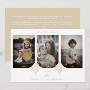 Elegant Collage Lace Then & Now 3 Photos Wedding Save The Date