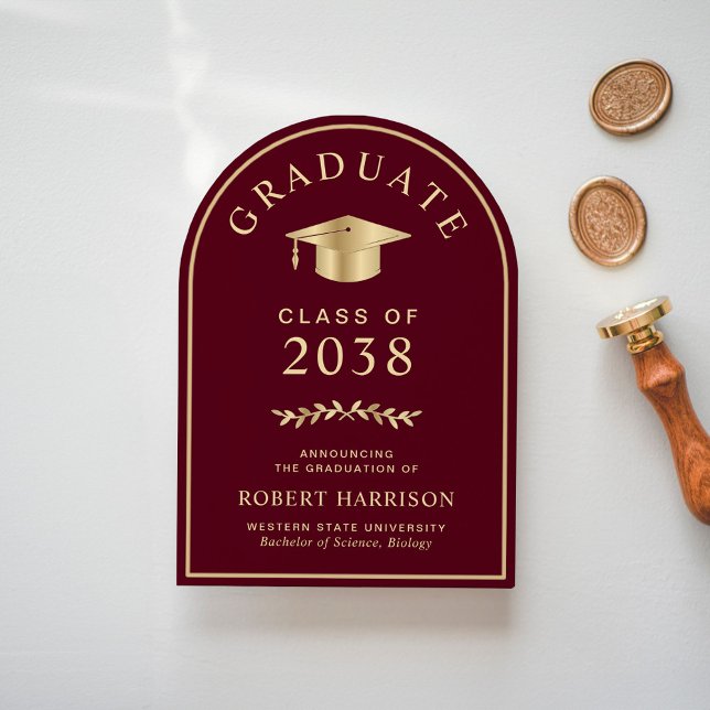 Elegant College Photo Arch Graduation Announcement (Share the pride and excitement of your graduate's achievement with friends and family near and far)