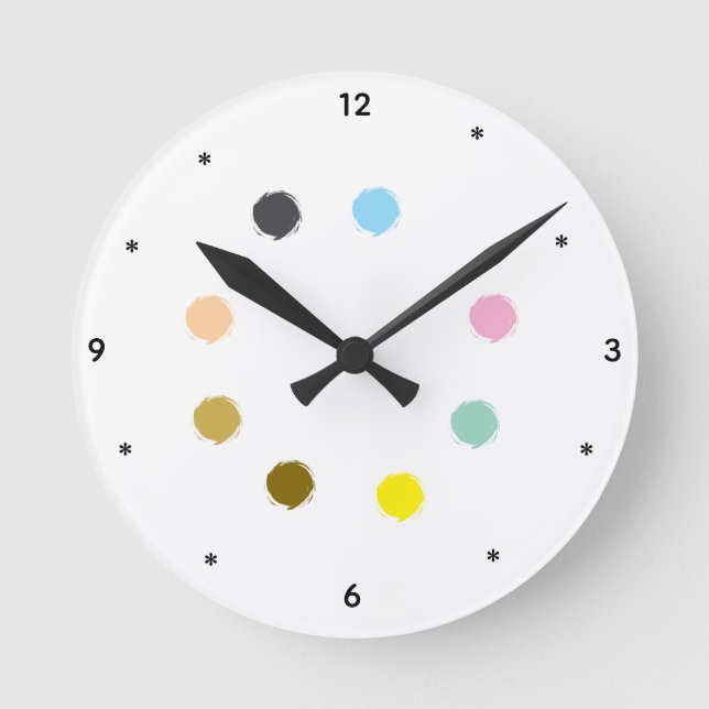 Elegant Colored Dot Round Acrylic Wall Clock (Front)