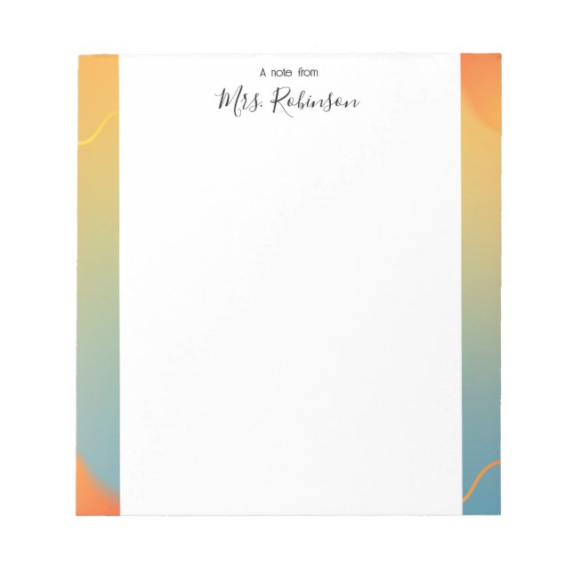 Elegant Colored Frame Teacher Notepad (Front)