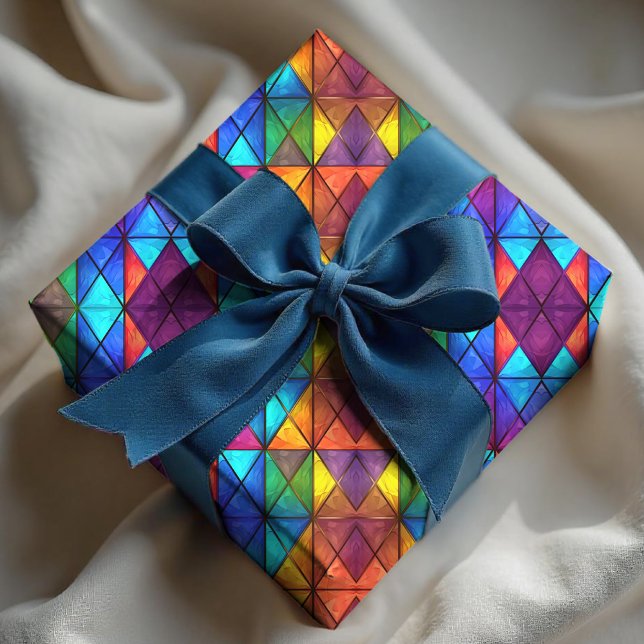 Elegant colorful diamond stained glass  wrapping paper (Creator Uploaded)