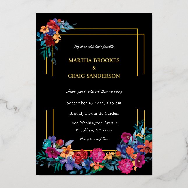 Elegant Colorful Floral Black Wedding (Front)