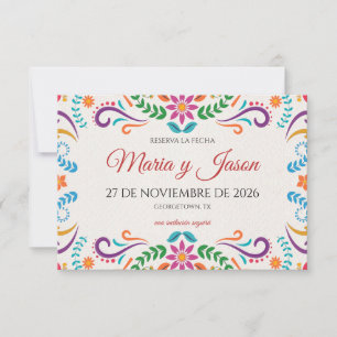 Elegant Colorful Floral Fiesta Spanish Wedding Save The Date