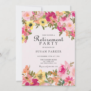 Elegant Colorful Floral Retirement Party  Invitation
