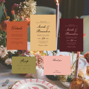 Elegant Colorful Minimal Script Wedding Invitation