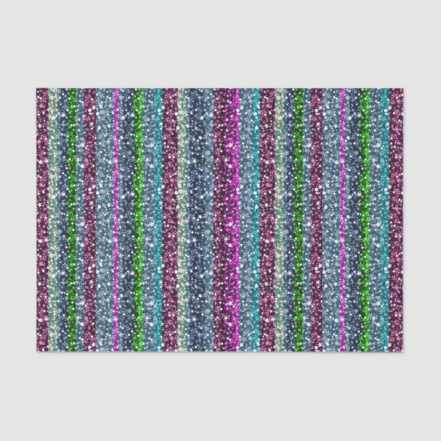 Elegant Colorful Stripes Glitter Tissue Paper (Front)