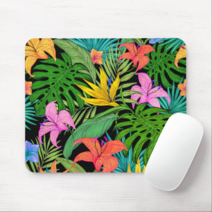 Elegant Colorful Summer Tropical Floral Leaves    Mouse Mat