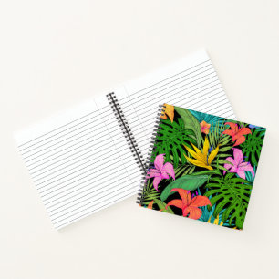 Elegant Colorful Summer Tropical Floral Leaves    Notebook