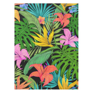 Elegant Colorful Summer Tropical Floral Leaves    Tablecloth