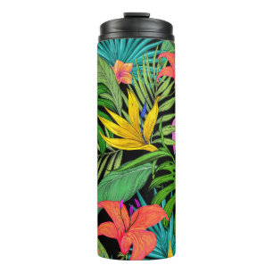 Elegant Colorful Summer Tropical Floral Leaves    Thermal Tumbler