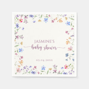 Elegant Colorful Watercolor Floral Baby Shower Napkin