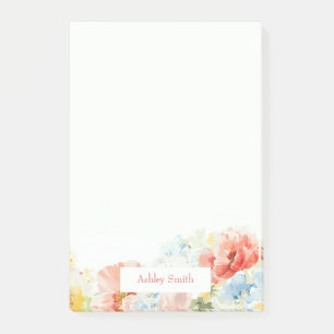 Elegant Colorful Watercolor Flowers or Wildflowers Post-it Notes