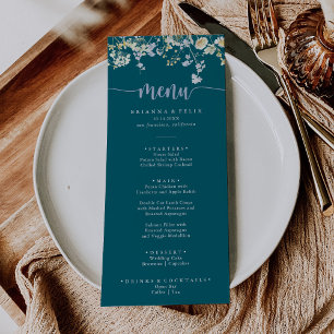 Elegant Colorful Wildflower Dinner Menu