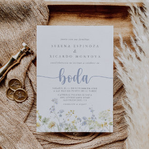 Elegant Colorful Wildflower Spanish Wedding  Invitation
